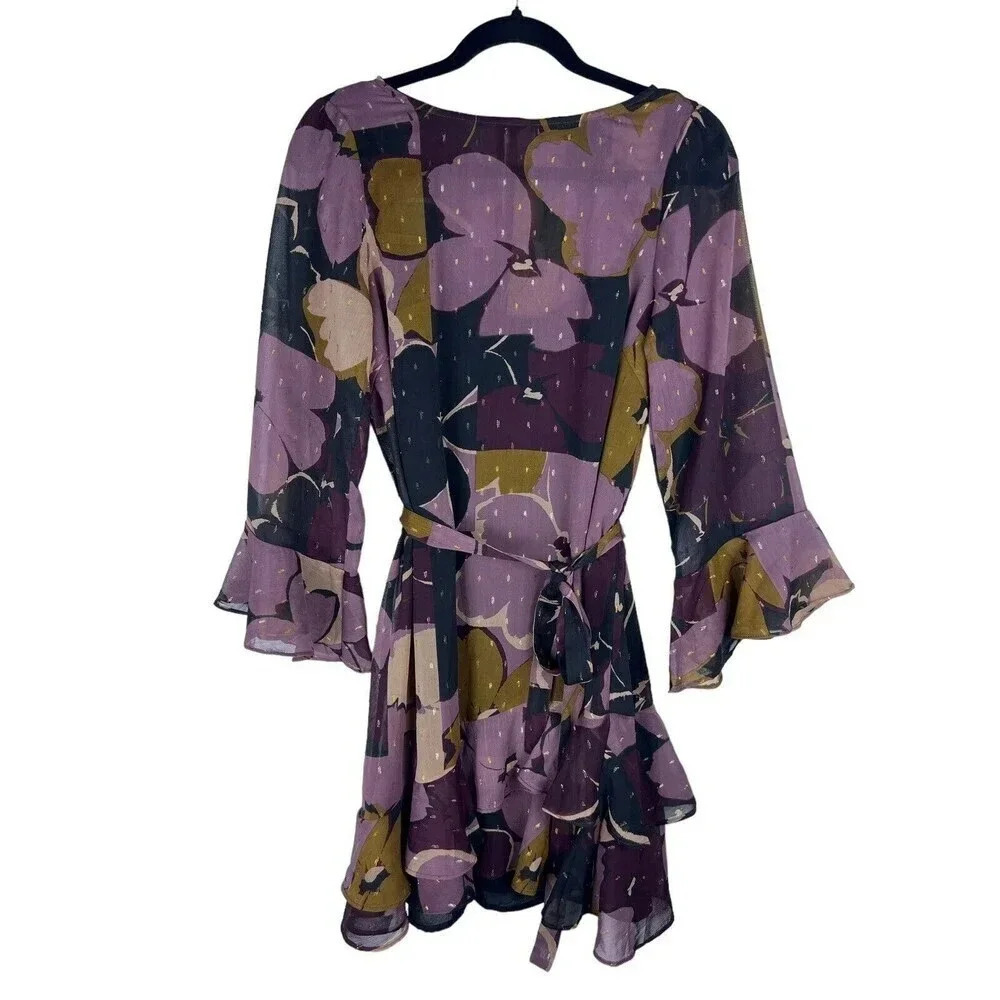 Olivaceous Fit & Flare Floral Ruffle Dress Size Medium